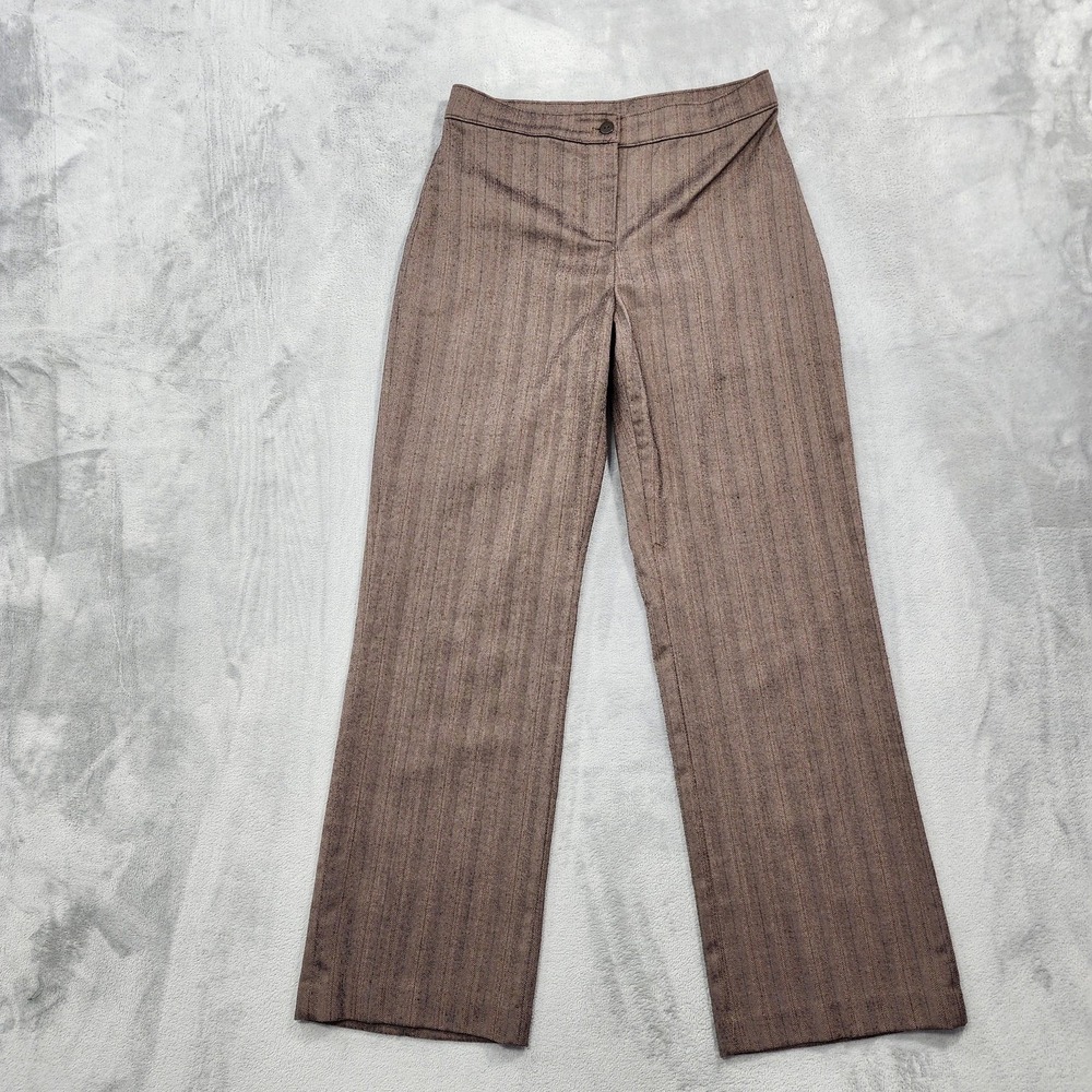 Vintage Coldwater Creek Pants Womens P6 PETITE Brown Herringbone Twill‎ Stretch